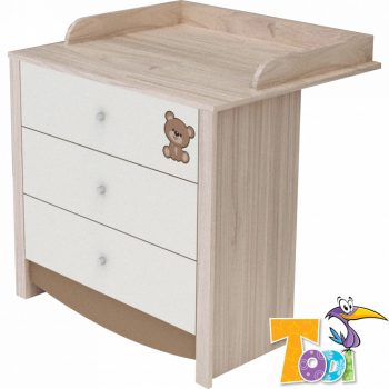 Todi Teddy 3 fiókos komód pelenkázó toldalékkal