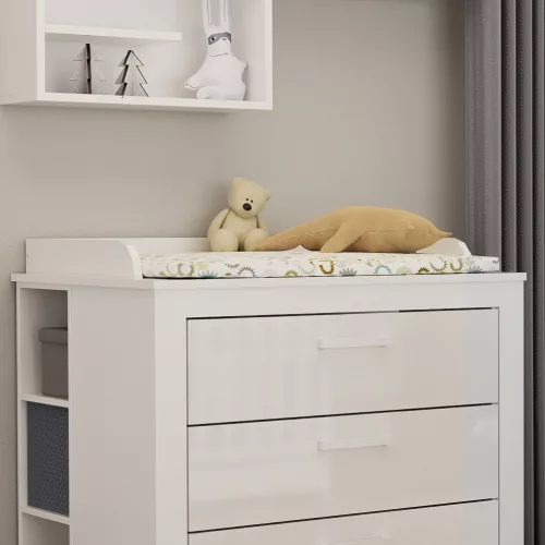 Todi White Bunny 3 fiókos komód pelenkázó toldalékkal
